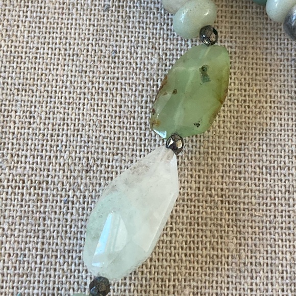 New Boho Chrysoprase Quartz & Amazonite Necklace w verdigris copper pendant … - Picture 6 of 11